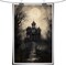 Haunted House Gothic Wall Art – Vintage Forest Horror Print, Dark Academia Halloween Poster for Living Room, Office & Party Decor (Unframed 12x16")